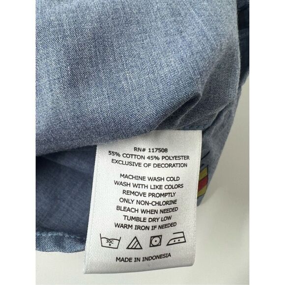 Walker Refinery Mens Button Down Shirt Size XL Sailboat Print Blue Short Sleeve - Picture 10 of 10